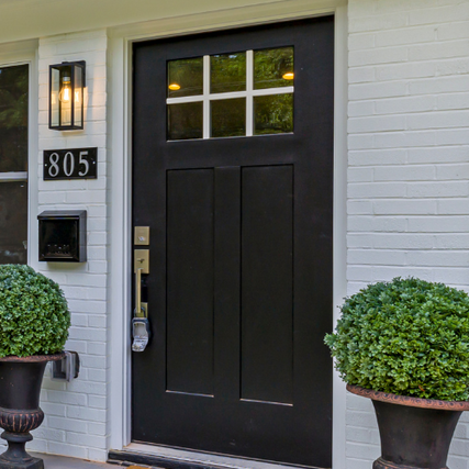 DoorsA black exterior door.