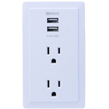 Coleman Cable 41230 Wall Tap w/ USB ~ 2 Outlets