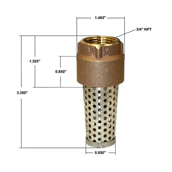 Merrill Mfg FVNL75 Red Brass Foot Valve ~ 3/4