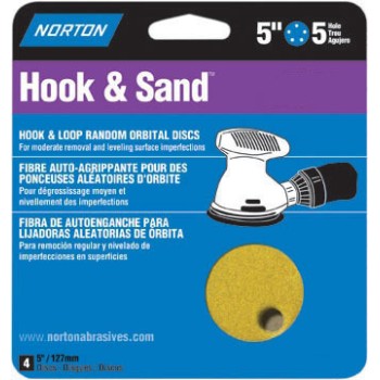 Norton 02207 Hook & Sand Disks, 5 Holes - 80 Grit ~ 5