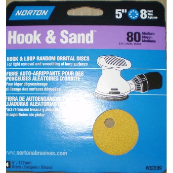 Norton 07660702209 02209 5x8 80 Hook & Sand Disc