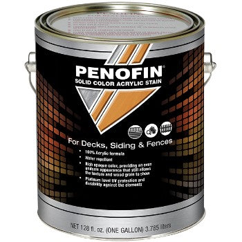 Penofin F1SBWGA Solid Color Acrylic Stain for Decks/Siding/Fences, White Solid Base ~ Gallon