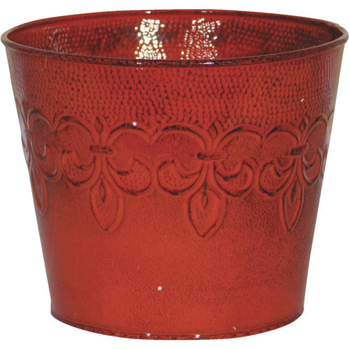Robert Allen Fleur De Lis 4 In. Metal Cayenne Red Planter