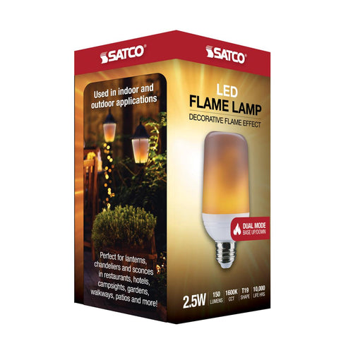 Satco S29806 2.5/LED/T19/FLAME/816/120V/E26 LED Flame Bulb