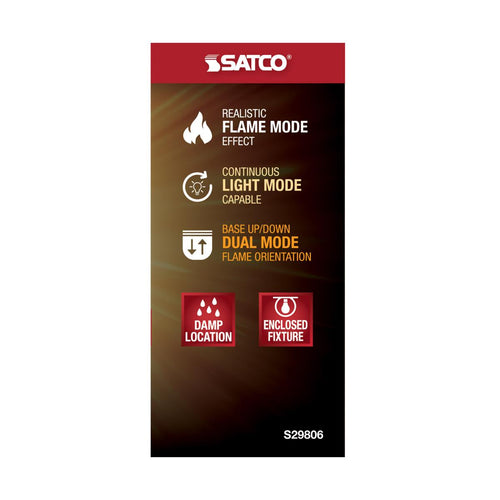 Satco S29806 2.5/LED/T19/FLAME/816/120V/E26 LED Flame Bulb