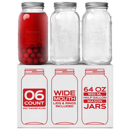 ForJars Premium Mason Jars Wide Mouth Glass Canning Jars