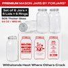 ForJars Premium Mason Jars Wide Mouth Glass Canning Jars