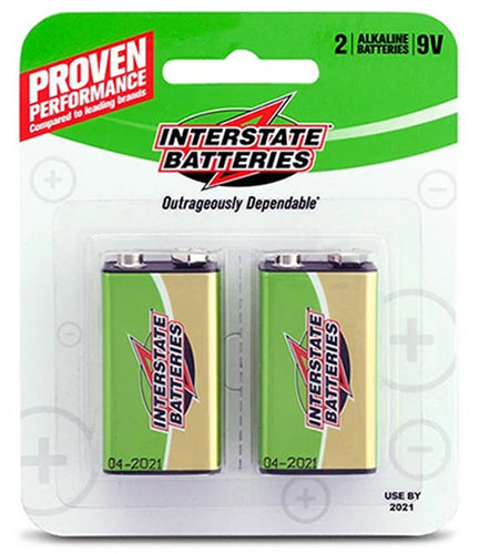 Interstate (DRY0195) Alkaline Batteries 9V, 2 Pack