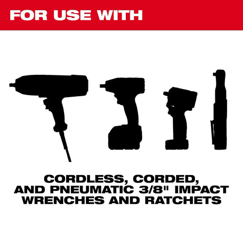 Milwaukee 8PC SHOCKWAVE™ Impact Duty 3/8 Drive Metric Deep 6 Point Socket Set