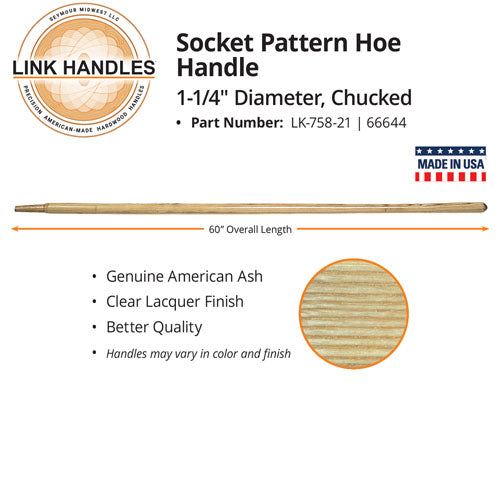 Link Handles 60 Socket Pattern Hoe Handle 1-1/4 Diameter Chucked