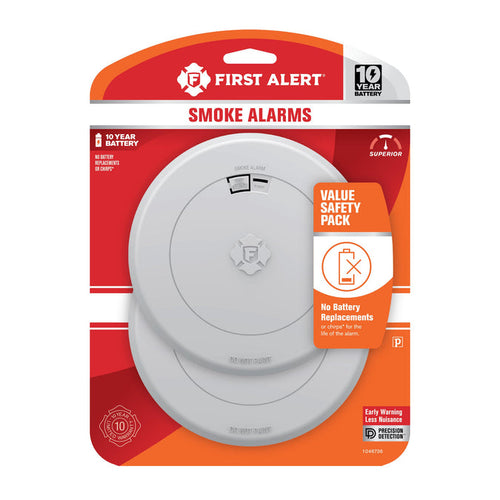 First Alert 1046736 10-Year Battery Smoke Alarm with Slim Profile Design