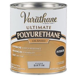 Interior Polyurethane Wood Finish, Oil-Based, Clear Satin, 1-Qt.